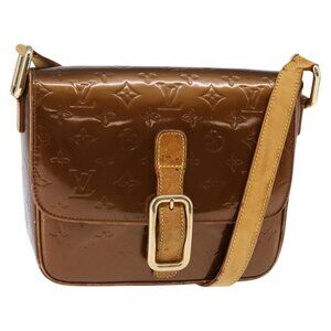 Authentic LOUIS VUITTON Monogram Vernis Christie GM Shoulder Bag Bronze M91107